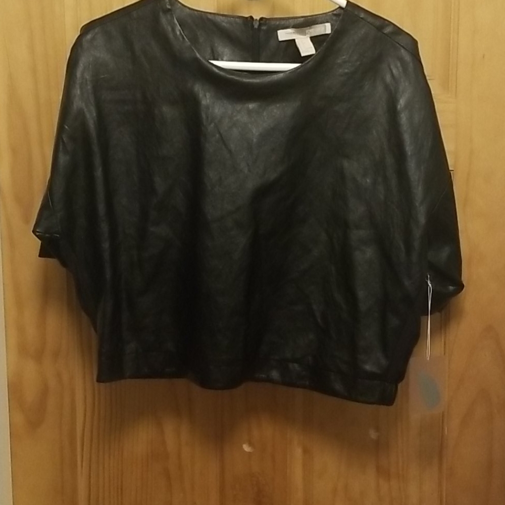Crop PU leather crop top